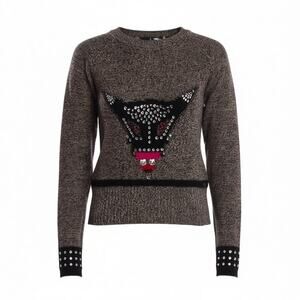 Sonia Rykiel Vintage Wool Sweater Fox Crystal Brown XS/S (COLLECTOR PIECE)